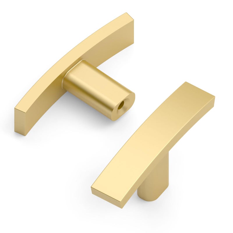 Amerdeco 10 Pack Brushed Gold Cabinet Knobs Single Hole Cabinet Handles 2 Inch Solid Zinc Alloy Cupboard Drawer Knobs Kitchen Cabinet Knobs T Bar Hardware ZH0003 - Image 1
