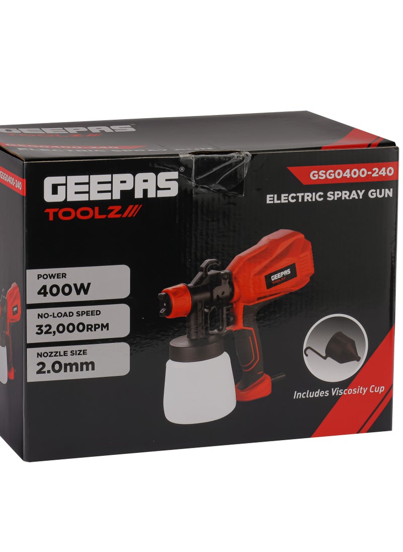 GEEPAS Geepas Electric Spray Gun GSG0400-240, 32000 RPM No Load Speed, Perfect For Home And Business Use, Comfortable Grip, Ergonomic Design And Lightweight Body, Ideal For Paint, Varnishes, Etc. Red  - Image 5