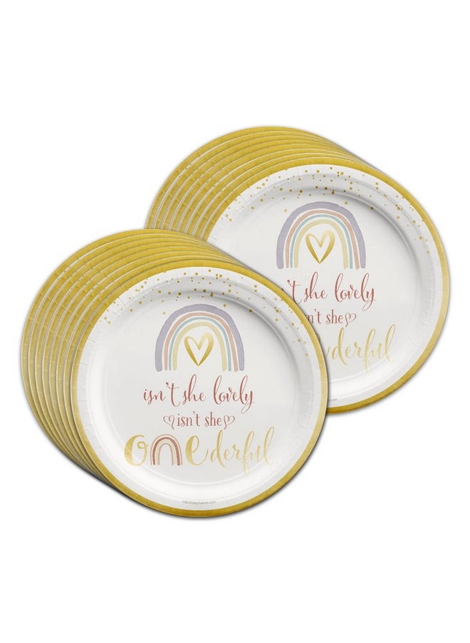 Birthday Galore Isn't She Onederful Rainbow 1st Birthday Party Supplies Set Plates Cups and Napkins Tableware Kit for 16  - Image 2