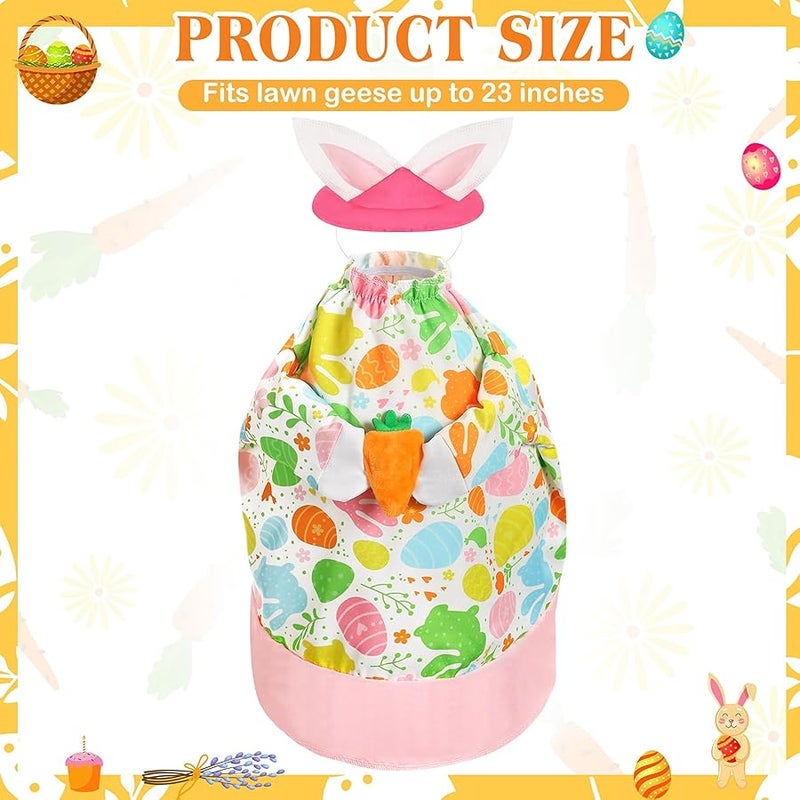 FuWeave Spring Easter Goose Outfit Cute Easter Lawn Porch Goose Clothes with Carrot Goose Outfit for 23 Plastic Goose Spring Easter Outdoor Patio Yard Lawn Art Decoration - Image 2
