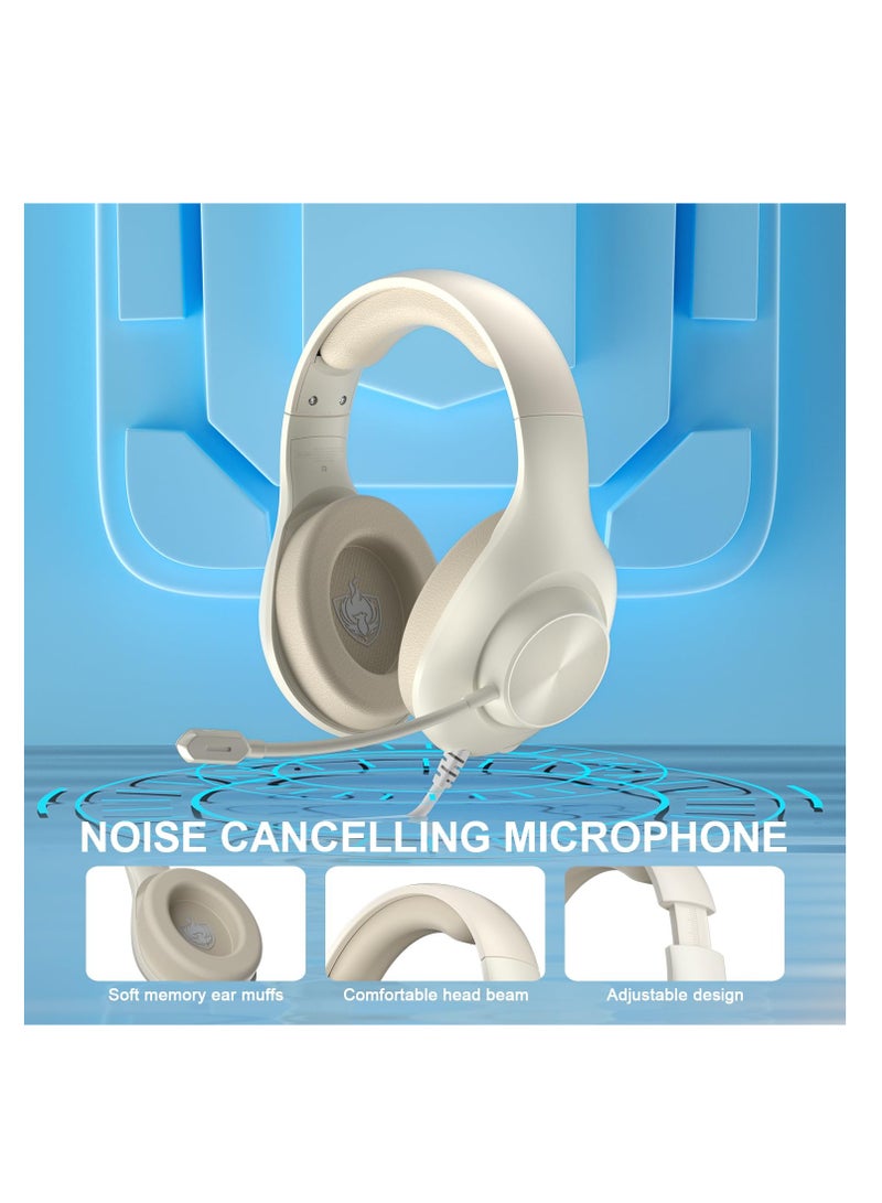 Wired Gaming Headset with 7.1 Surround Sound, H-7 Gaming Over Ear Headphones with Noise Cancelling, Flexible Mic, Memory Earmuffs, Wired Headset for PC/PS5/VS/Xbox Series X/S/Switch, White - Image 5