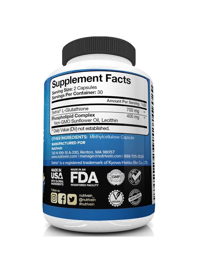 Nutrivein Liposomal Glutathione Setria® 700mg - 60 Capsules - Pure Reduced Glutathione - Master Antioxidant for Optimal Cell Protection, Liver Cleanse, Brain and Immune Function - Image 4