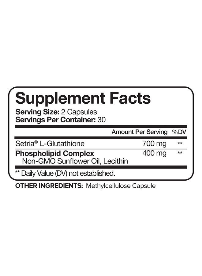 Nutrivein Liposomal Glutathione Setria® 700mg - 60 Capsules - Pure Reduced Glutathione - Master Antioxidant for Optimal Cell Protection, Liver Cleanse, Brain and Immune Function - Image 2