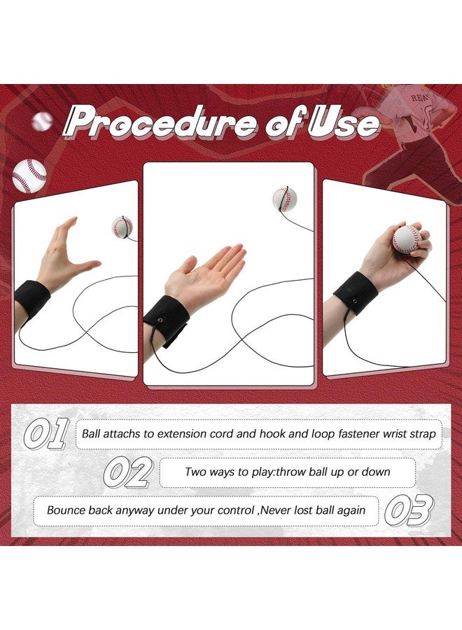جيريفي 30 قطعة من كرات إرجاع المعصم على خيط بيسبول وكرة قدم وكرة قدم وتنس هدايا حفلات رياضية لإرجاع المعصم وسوار معصم للتدريب على حبل مرن للبالغين (بيسبول) - Image 5