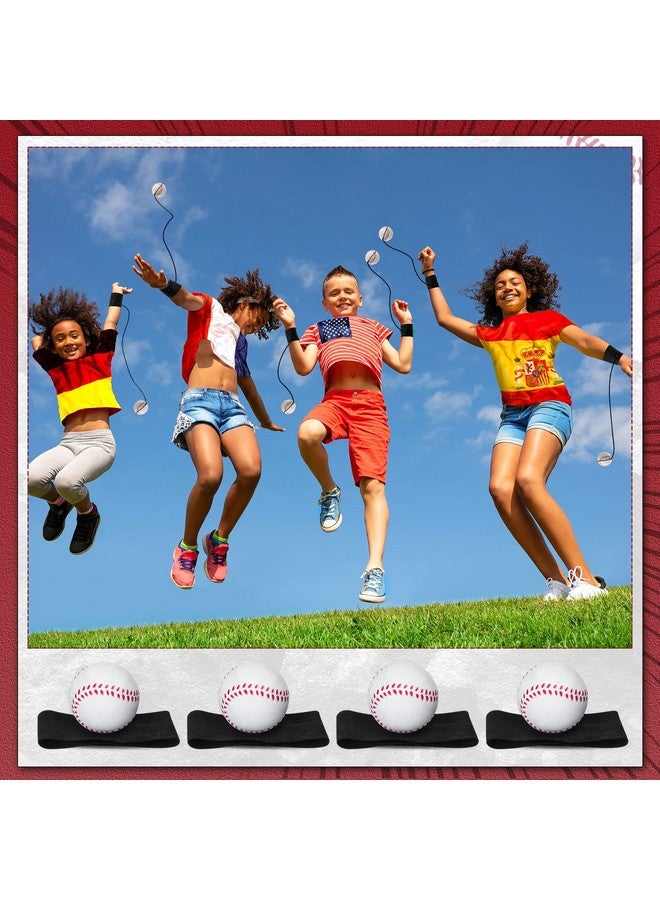 جيريفي 30 قطعة من كرات إرجاع المعصم على خيط بيسبول وكرة قدم وكرة قدم وتنس هدايا حفلات رياضية لإرجاع المعصم وسوار معصم للتدريب على حبل مرن للبالغين (بيسبول) - Image 3