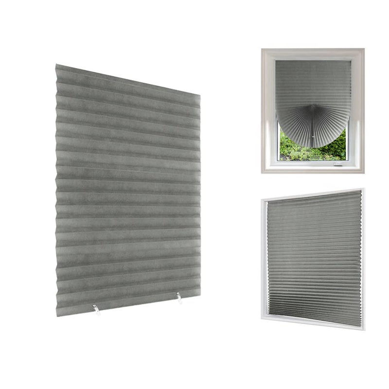 Jlong Blackout Blinds for Windows Cordless Blinds Temporary Shades Blinds No Drill Mini Blinds Black Out Blinds for Window of Bedroom,Bathroom,Kitchen Office (Grey-Semi Shading, 23.6 * 59"(60 * 150cm)) - Image 1