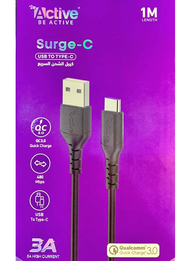 Active Pd Surge C94 Type C To Lightning Usb Cable 2 Meter Length Black - Image 1