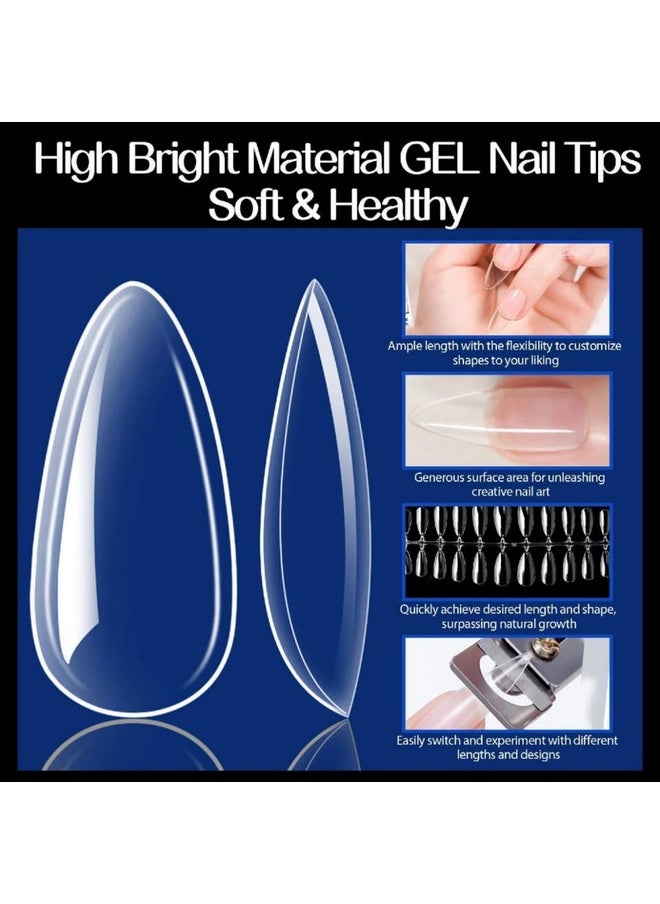 UNA GELLA - Gel X Almond Fake Nail Tips 216Pcs Medium Preshaped For Longlasting Acrylic Nails Perfect For Diy At Home Nail Salon 12 Sizes - Image 1
