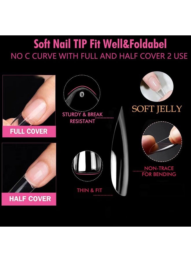 UNA GELLA - Gel X Almond Fake Nail Tips 216Pcs Medium Preshaped For Longlasting Acrylic Nails Perfect For Diy At Home Nail Salon 12 Sizes - Image 1