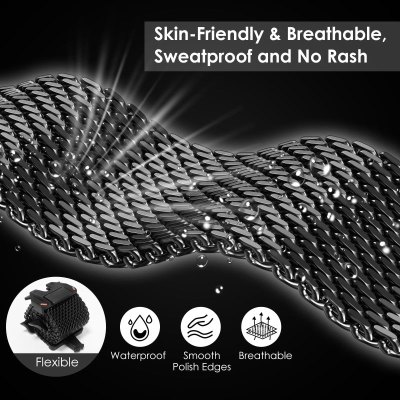 WINGLE Milanese Loop for Apple Watch Band Ultra 3/2/1 Band Ultra 49mm Series 11 10 46mm 45mm 44mm SE 3/2/1 9 8 7 6 5 4 3 Men Women,Parachute-Style Buckle Stainless Steel Mesh Metal iWatch Bands, Black - Image 4