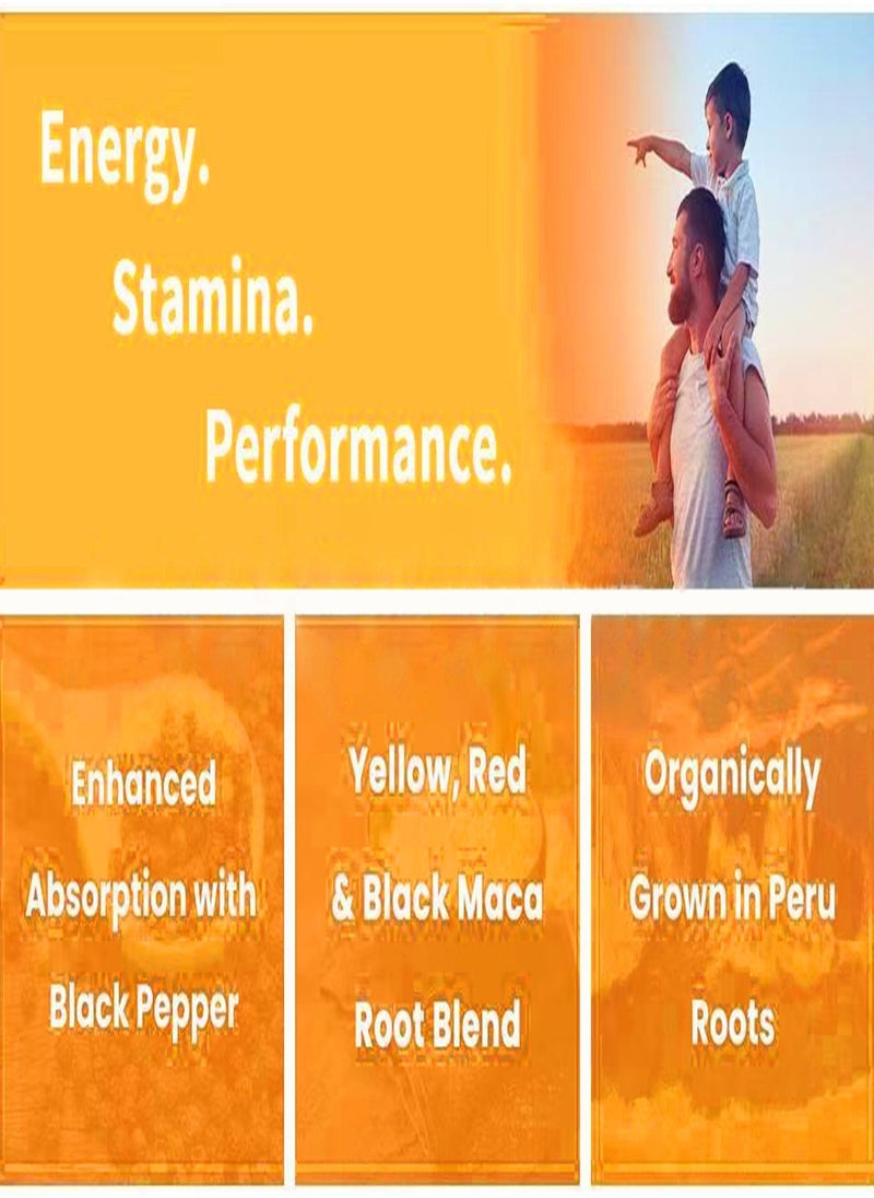 السطر الأول Maca Extra Strength 1500mg المكملات الغذائية تساعد على دعم الصحة للرجال 120 كبسولة  - Image 3
