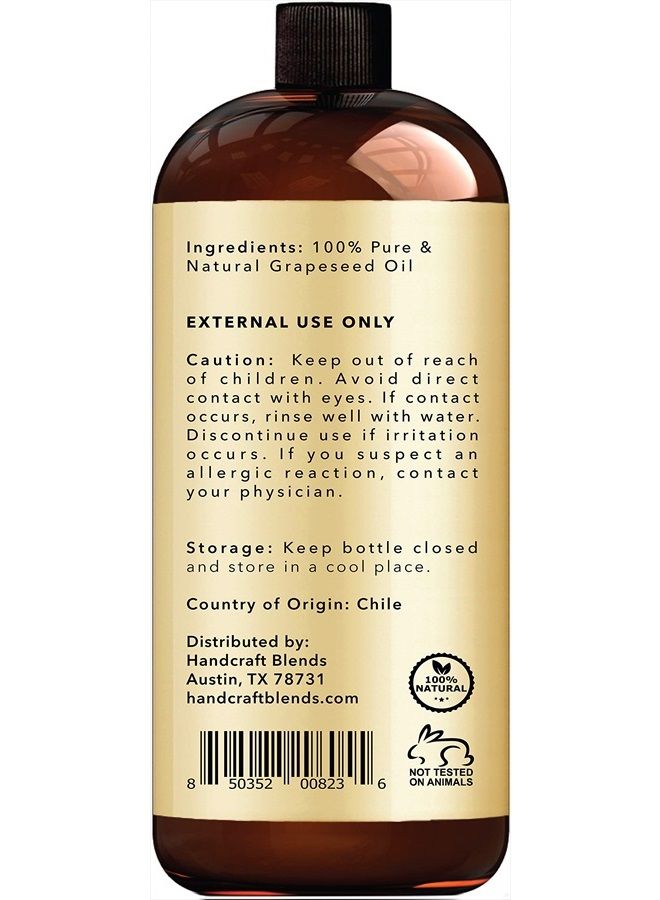 handcraft Blends Handcraft Grapeseed Oil - 100% Pure and Natural - Premium Therapeutic Grade Carrier Oil for Aromatherapy, Massage, Moisturizing Skin and Hair - Huge 16 fl. Oz - Image 3