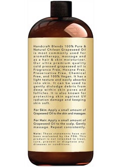 handcraft Blends Handcraft Grapeseed Oil - 100% Pure and Natural - Premium Therapeutic Grade Carrier Oil for Aromatherapy, Massage, Moisturizing Skin and Hair - Huge 16 fl. Oz  - Image 4