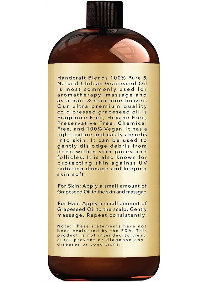 handcraft Blends Handcraft Grapeseed Oil - 100% Pure and Natural - Premium Therapeutic Grade Carrier Oil for Aromatherapy, Massage, Moisturizing Skin and Hair - Huge 16 fl. Oz - Image 4