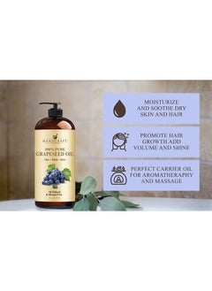 handcraft Blends Handcraft Grapeseed Oil - 100% Pure and Natural - Premium Therapeutic Grade Carrier Oil for Aromatherapy, Massage, Moisturizing Skin and Hair - Huge 16 fl. Oz  - Image 5