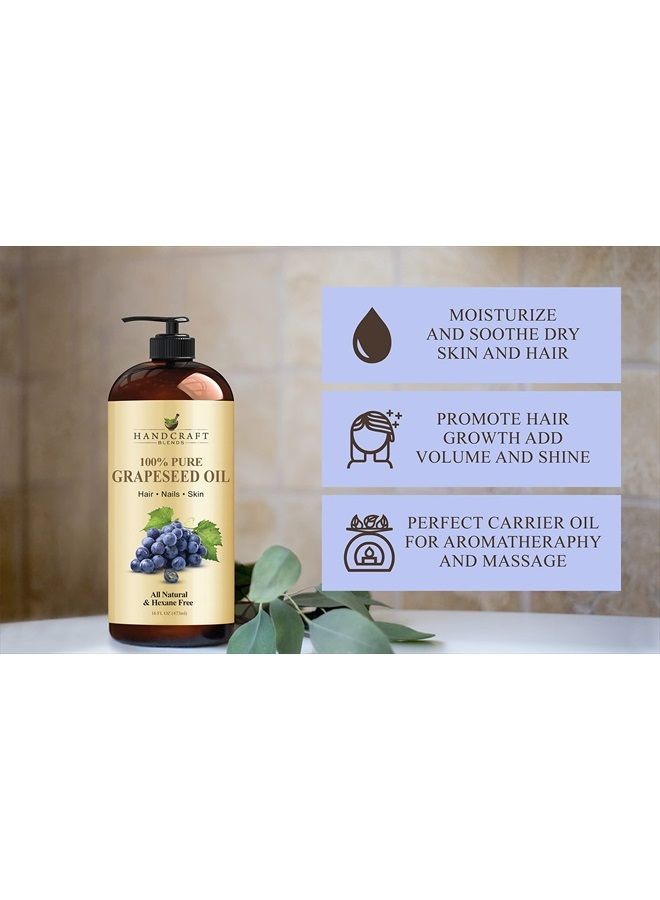 handcraft Blends Handcraft Grapeseed Oil - 100% Pure and Natural - Premium Therapeutic Grade Carrier Oil for Aromatherapy, Massage, Moisturizing Skin and Hair - Huge 16 fl. Oz - Image 5