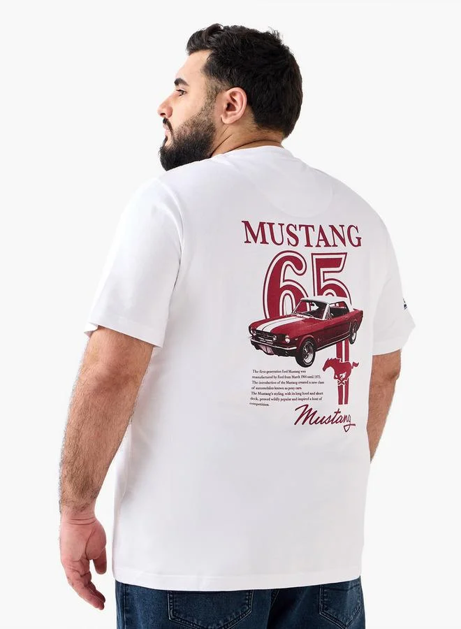 ماكسيم Men Regular Fit Crew Neck Short Sleeves Mustang Print T shirt