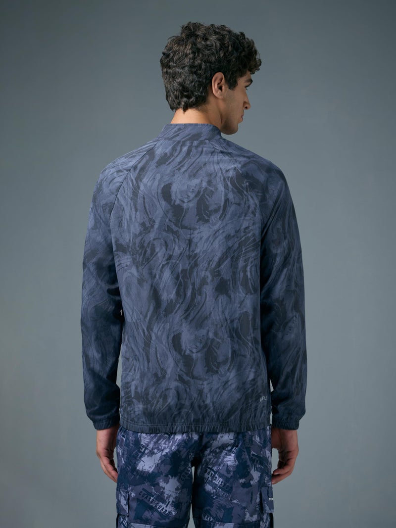 TECHNOSPORT Men's Slim Fit All Over Print Jacket for Sports, Gym & Regular Use - (MJPM92MYI004_Misty Ink_M) - Image 2