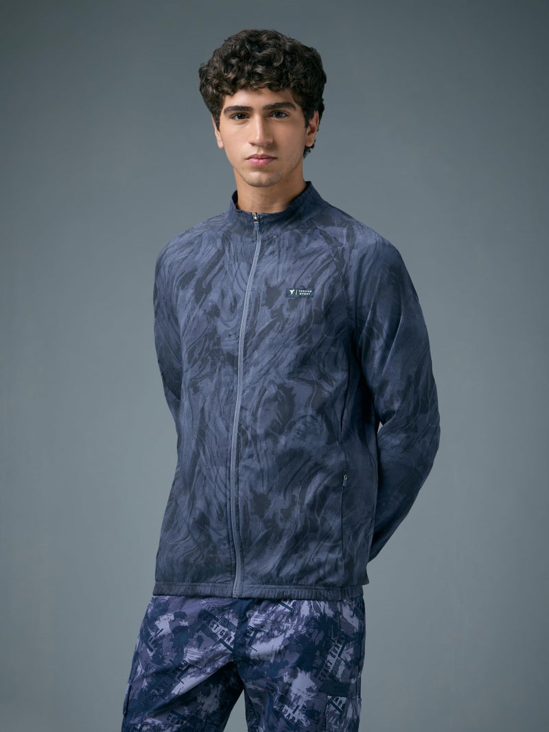 TECHNOSPORT Men's Slim Fit All Over Print Jacket for Sports, Gym & Regular Use - (MJPM92MYI004_Misty Ink_M) - Image 5