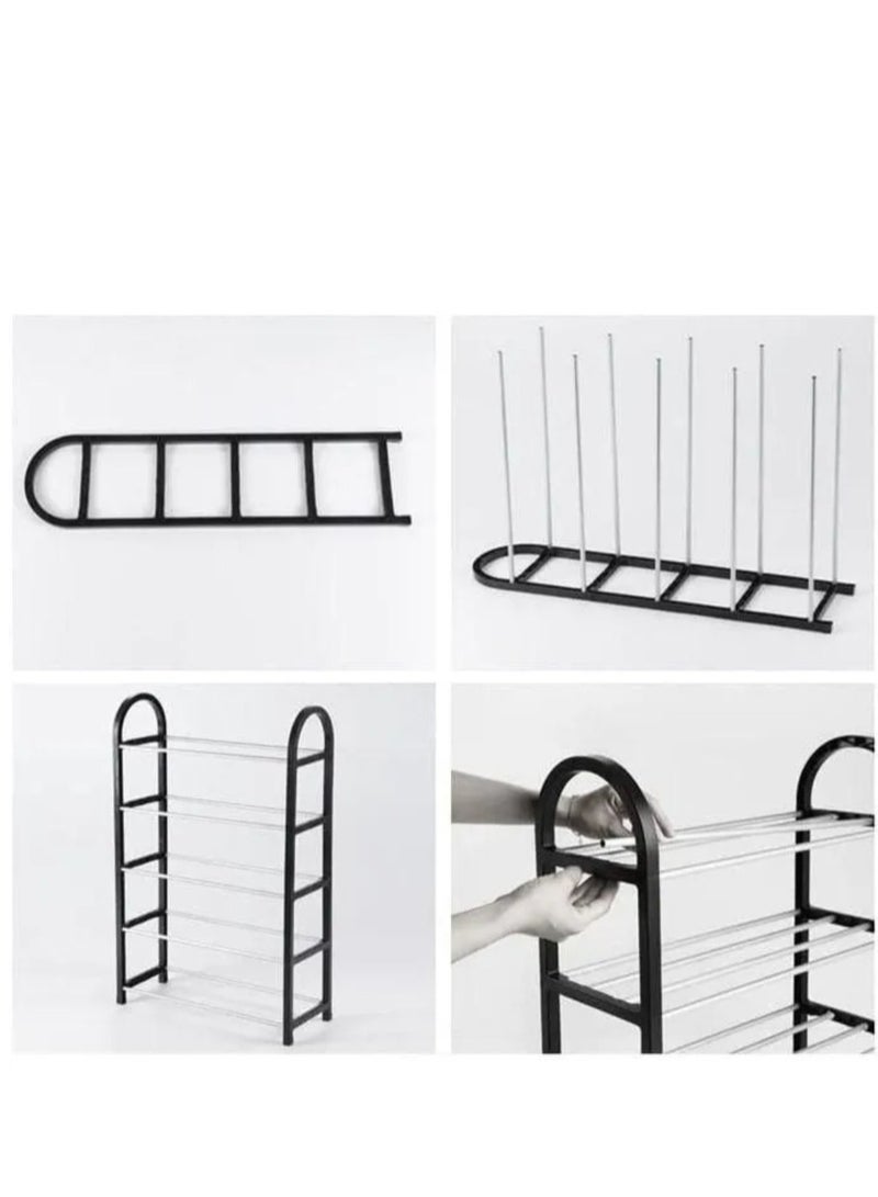 منخفض رف الأحذية الألومنيوم خزانة أحذية معدنية متعددة الطبقات سهلة لتقوم بها بنفسك تخزين الأحذية منظم توفير المساحة رف الأحذية 5 طبقات - Image 2