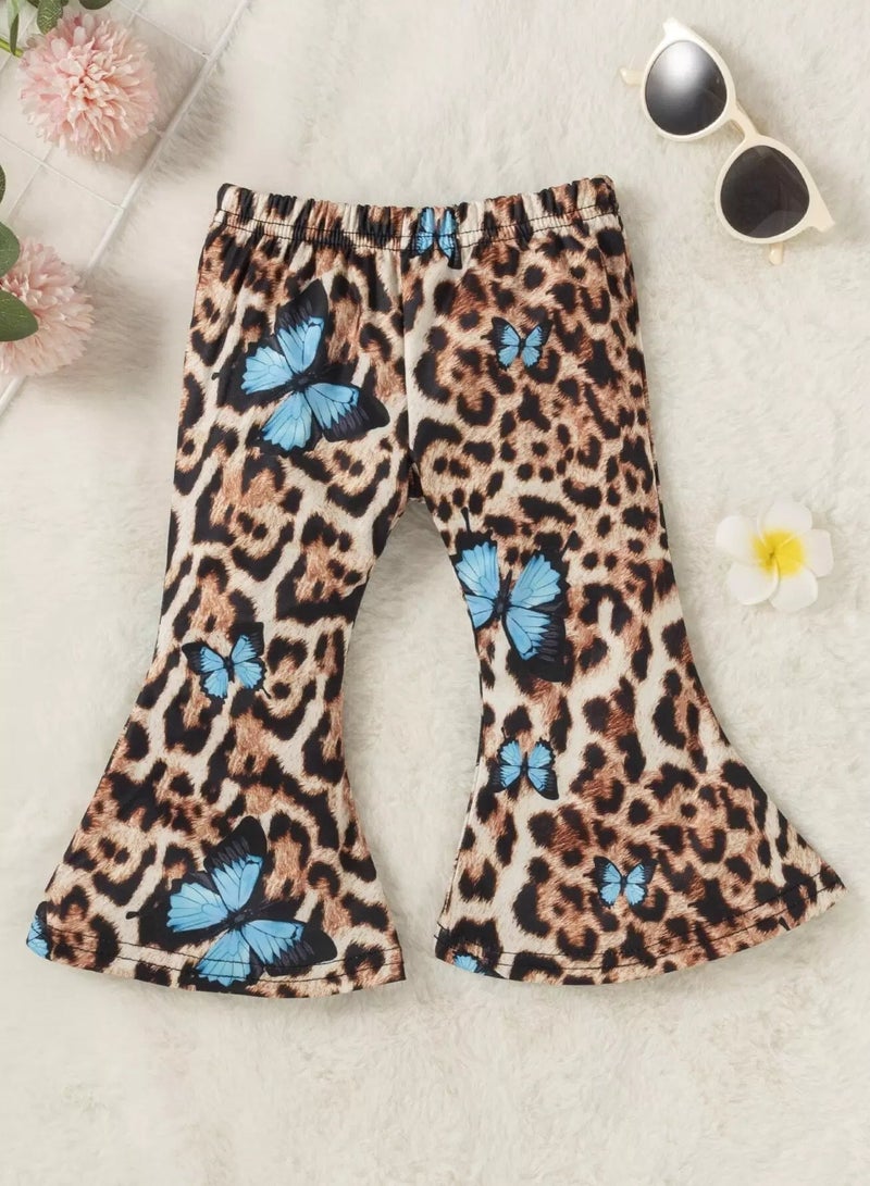 Baby Leopard & Butterfly Print Flare Leg Pants  - Image 1