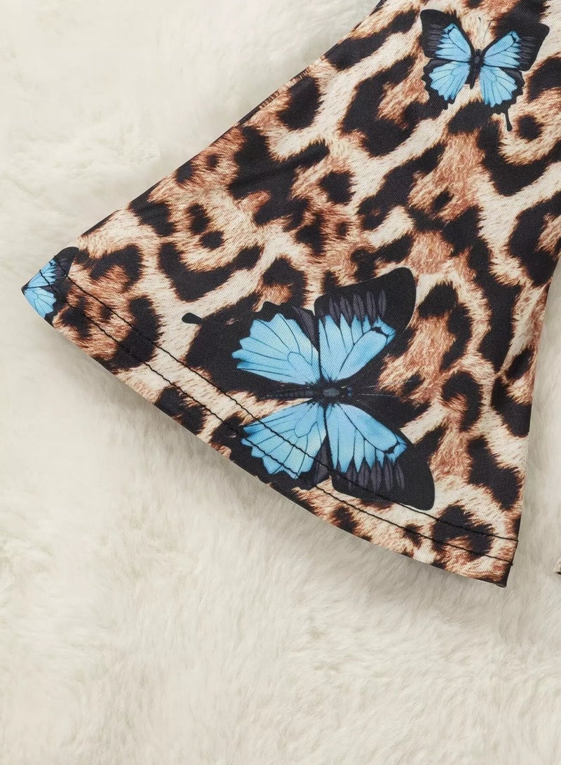 Baby Leopard & Butterfly Print Flare Leg Pants  - Image 3