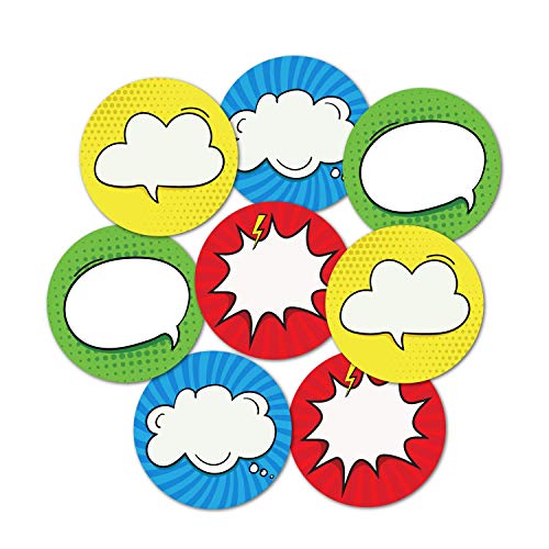 weRevel Comic Theme Note Stickers, 40 Count, 2 Inches, Round, 4 Unique Designs(Paper), Self Adhesive - Image 1