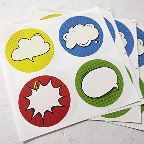 weRevel Comic Theme Note Stickers, 40 Count, 2 Inches, Round, 4 Unique Designs(Paper), Self Adhesive - Image 4