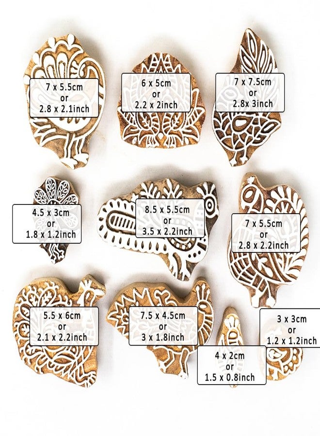 TwoGrams Wooden Indian Traditional Design Printing Stamps/Blocks for Printing Saree Border/Dresses/Craft Card Making/Scrapbook/Clay Pottery (Set of 10) - Image 4