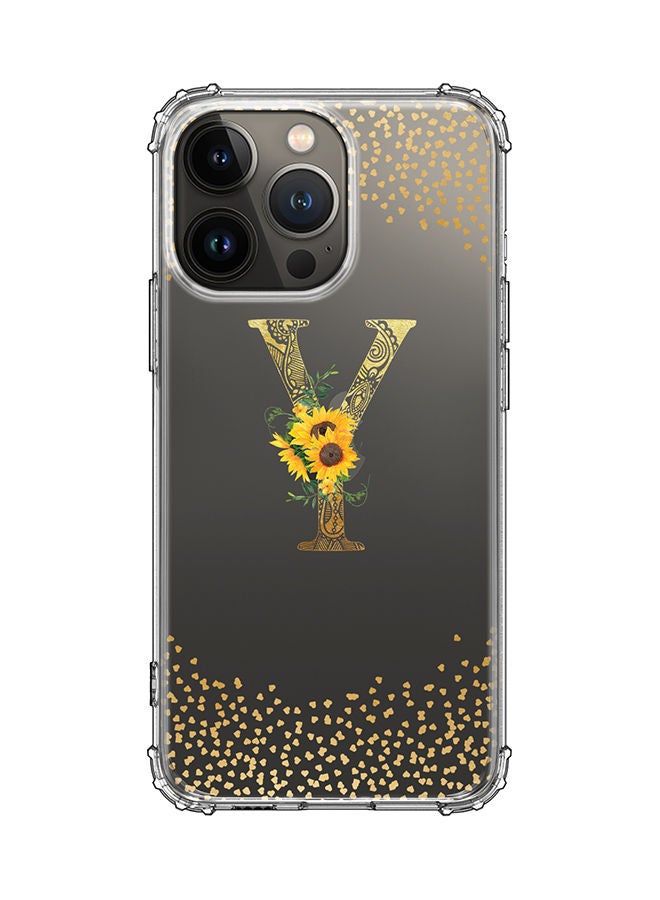 Stylizedd Monogram Design Classic Clear Cover for Apple iPhone 13 Pro Case Soft TPU Gel Thin Transparent Flexible Cover - Y - Image 1