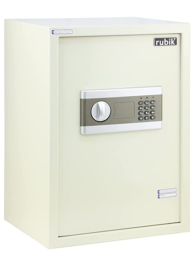 Rubik Safe Box Large with Digital Keypad and key Lock for Home Office Documents Jewelry Money Safety (Size 50x35x30cm) Off White - Image 1