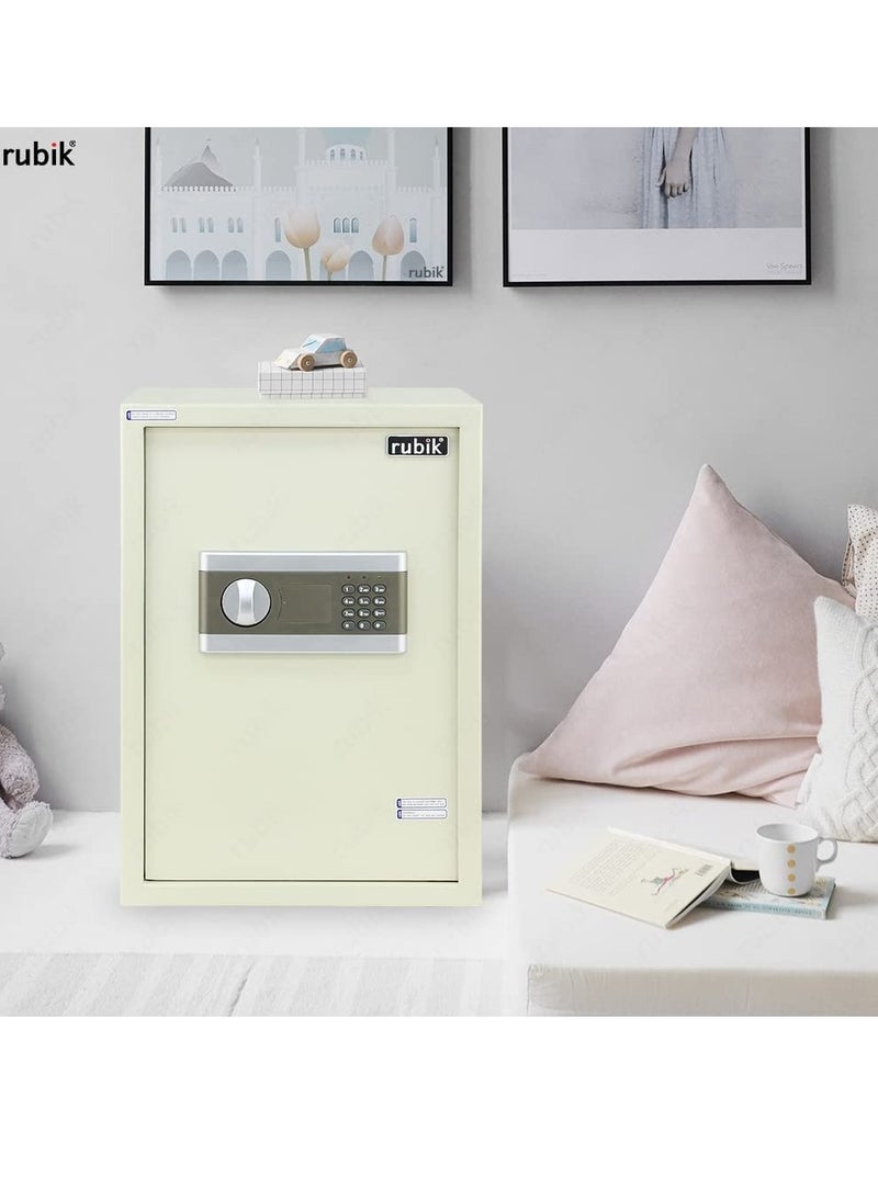 Rubik Safe Box Large with Digital Keypad and key Lock for Home Office Documents Jewelry Money Safety (Size 50x35x30cm) Off White - Image 2