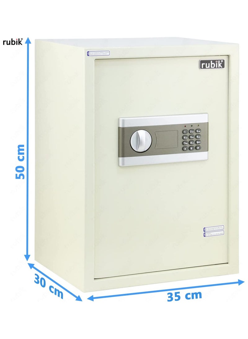 Rubik Safe Box Large with Digital Keypad and key Lock for Home Office Documents Jewelry Money Safety (Size 50x35x30cm) Off White - Image 3