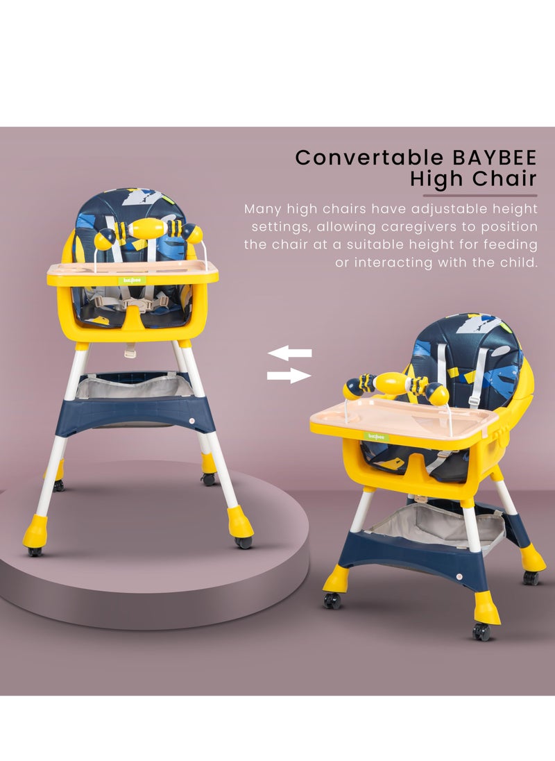 MIXDE 3 in 1 Auro Baby High Chair for Kids Feeding with 3 Height Adjustable & Basket, Booster Seat with Food Tray, Toy Bar & Safety Belt, Kids High Chair for Baby 6 Months to 4 Years Boy Girl (Blue)  - Image 2