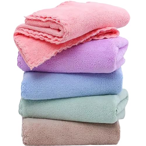 SAOYOAS Premium Coral velvet Washcloths Set-5 Pack, Ultra Soft & Highly Absorbent Face Towels for Bath, Spa & Gym, Soft Feel Fingertip Towels Quick Drying Microfiber Hand Towel 29.5” x 13.8”Large Wash Cloths. - Image 1