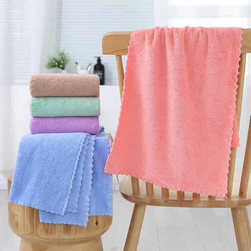 SAOYOAS Premium Coral velvet Washcloths Set-5 Pack, Ultra Soft & Highly Absorbent Face Towels for Bath, Spa & Gym, Soft Feel Fingertip Towels Quick Drying Microfiber Hand Towel 29.5” x 13.8”Large Wash Cloths. - Image 3