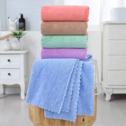 SAOYOAS Premium Coral velvet Washcloths Set-5 Pack, Ultra Soft & Highly Absorbent Face Towels for Bath, Spa & Gym, Soft Feel Fingertip Towels Quick Drying Microfiber Hand Towel 29.5” x 13.8”Large Wash Cloths. - Image 4