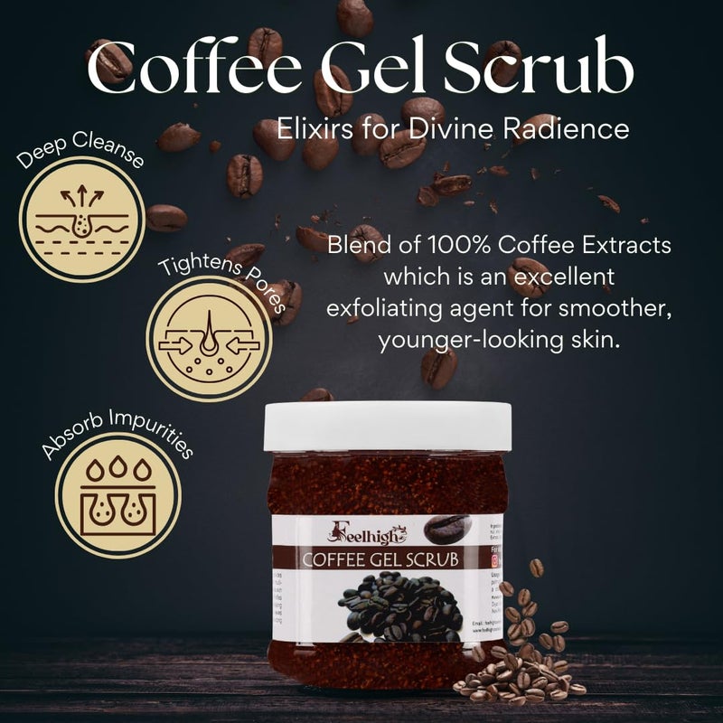 Feelhigh Face And Body Coffee Gel Scrub For Smoother Youngerlooking Skin 500ml And Face Mousturizer Cream 500ml For All type of Skin Man and Woman Coffee Gel Scrub And Vitamin C Cream - Image 2