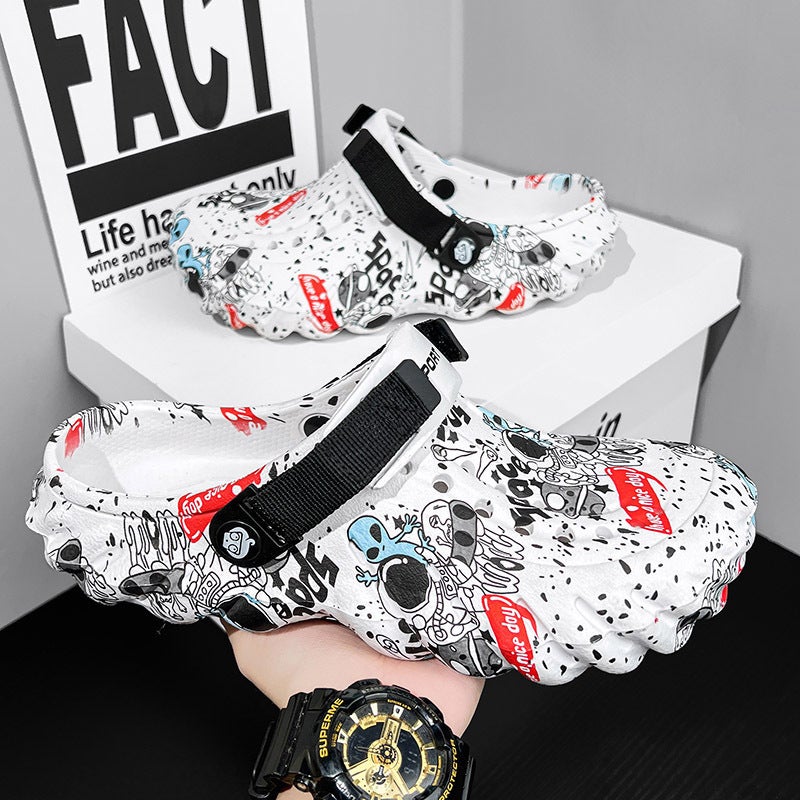 Plus Size Men'S Cave Shoes Eva Rubber Plastic Outer Wear Fashion Baotou Sandals Summer Driving Two Wear Beach Shoes - Image 4