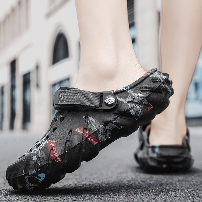 Plus Size Men'S Cave Shoes Eva Rubber Plastic Outer Wear Fashion Baotou Sandals Summer Driving Two Wear Beach Shoes - Image 5
