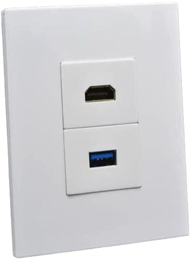 DKURVE - Multimedia Faceplate Panel USB3.0 Jack HDMI compatible Female To Female - Image 1