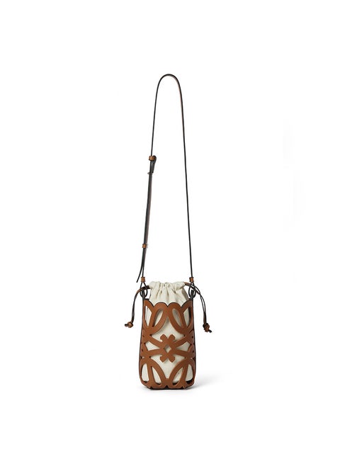 2024 Mini Bucket Bag Hollow Drawstring Canvas Brown