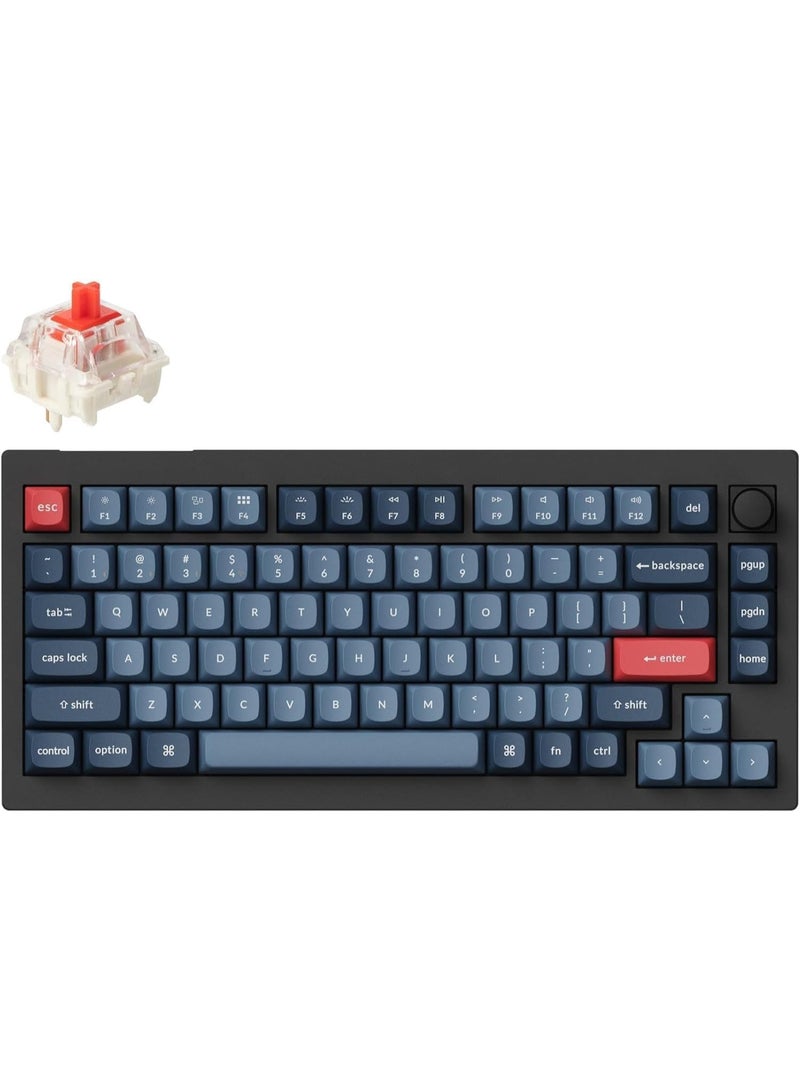 Keychron V1 Max QMK/VIA Wireless Mechanical Keyboard – 75% Compact Layout, Tri-Mode (2.4GHz/Bluetooth 5.1/Wired), Gasket-Mount Design, Hot-Swappable Gateron Jupiter Switches, Arabic-English OSA PBT Keycaps, 4000mAh Battery - Image 1