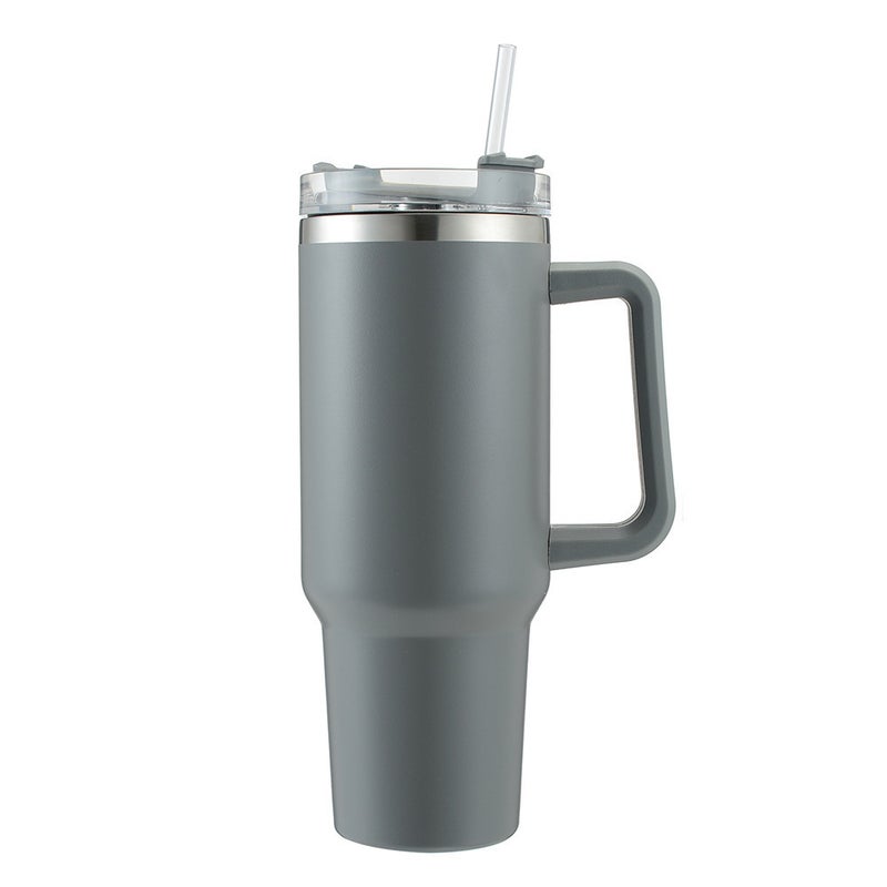 Amazon new 40oz handle Car Cup large capacity vacuum cup 304 stainless steel straw Cup car water Cup Spray Gray