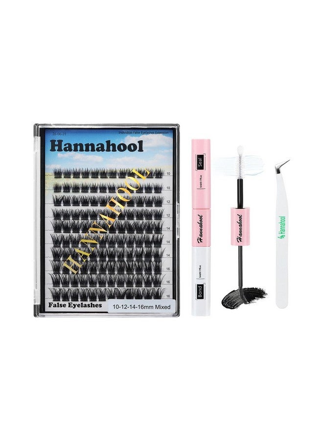 Hannahool 120Pcs D Curl Individual Wide Stem Cluster Diy Eye Lashes Extensions Mixed 10121416Mm/141618Mm/121416Mm Makeup Dramatic Volume Lashes (Lashes Kit Mixed 10121416Mm) - Image 1