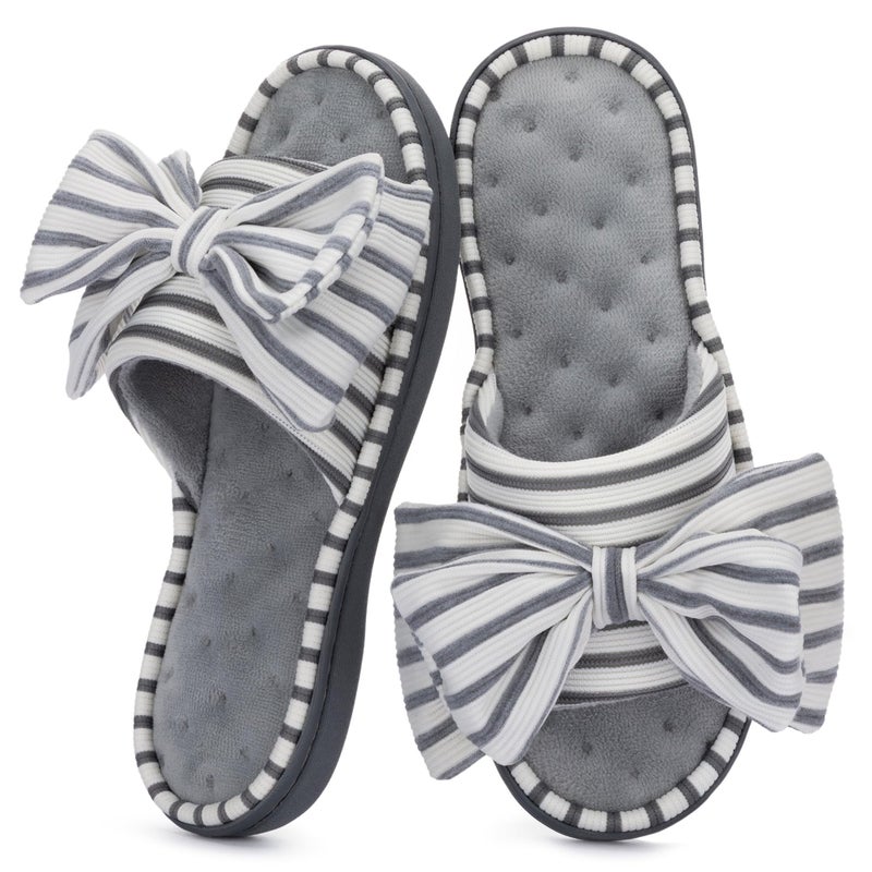 ULTRAIDEAS Women's Eurytides Slide Slippers Memory Foam House Shoes, Light Grey, 8.5 - Image 1