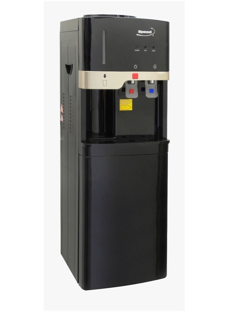 سبيد مبرد مياه مع خزانة ، ساخن وبارد ، 2 حنفية ، حامل أكواب ، لون أسود SP-202B - Image 1