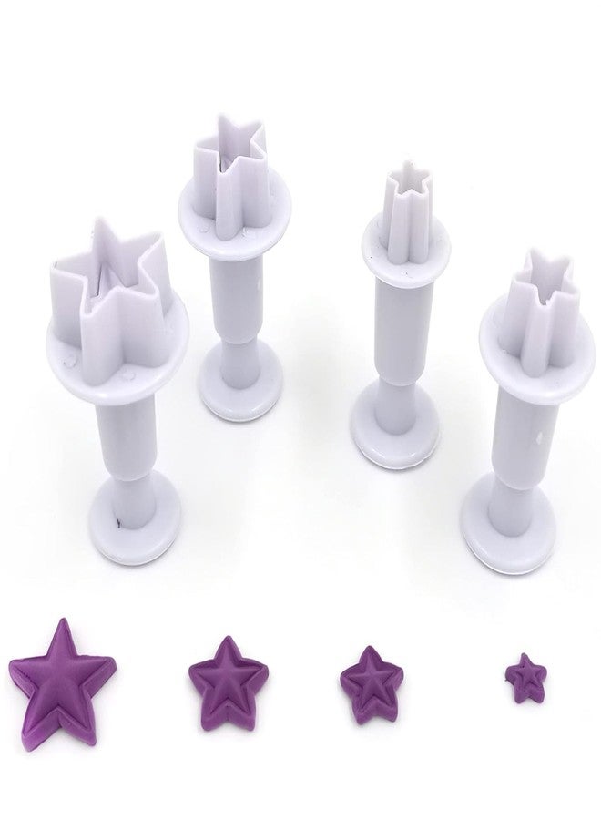 Skytail 4pc Star Shape Plunger Cutter Set Dough Cutter Cookie Stamps Chocolate Fondant Sugarcraft Gumpaste Cake Decoration Cupcake Decorating Tool DIY Mold Topper Party Snacks Treats for Kids - Image 1