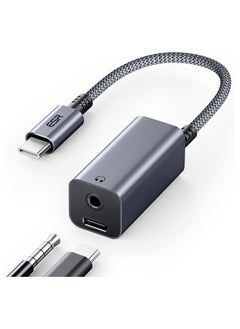 ESR USB C Headphone Adapter 2 in 1 USB C to 3.5 mm Headphone Jack Adapter with PD Fast Charging Portable Design Compatible with Galaxy iPad Grey