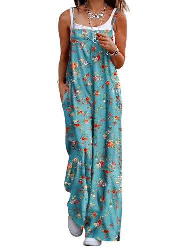 YESNO Women's Summer Boho Casual Jumpsuits Wide Leg Overalls Floral Print Baggy Rompers with Pockets XL PZZCR 14 - Image 5